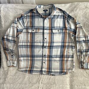 Plaid Men's Shirt in Blue and Tan